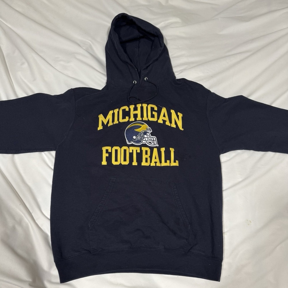 Champion Michigan Football Hoodie Size Medium Embroidered Wolverines NCAA Sports - Picture 8 of 10
